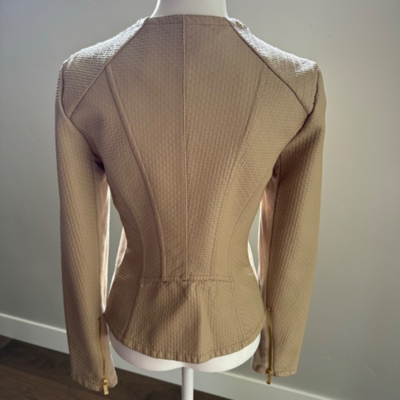 Calvin Klein Faux Leather Moto Jacket Tan XS - Picture 5 of 6